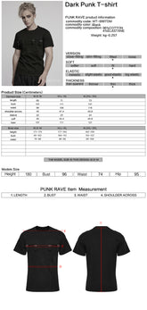 WT-999TDM Mens Double Pocket Buckle Strap Punk T-Shirts